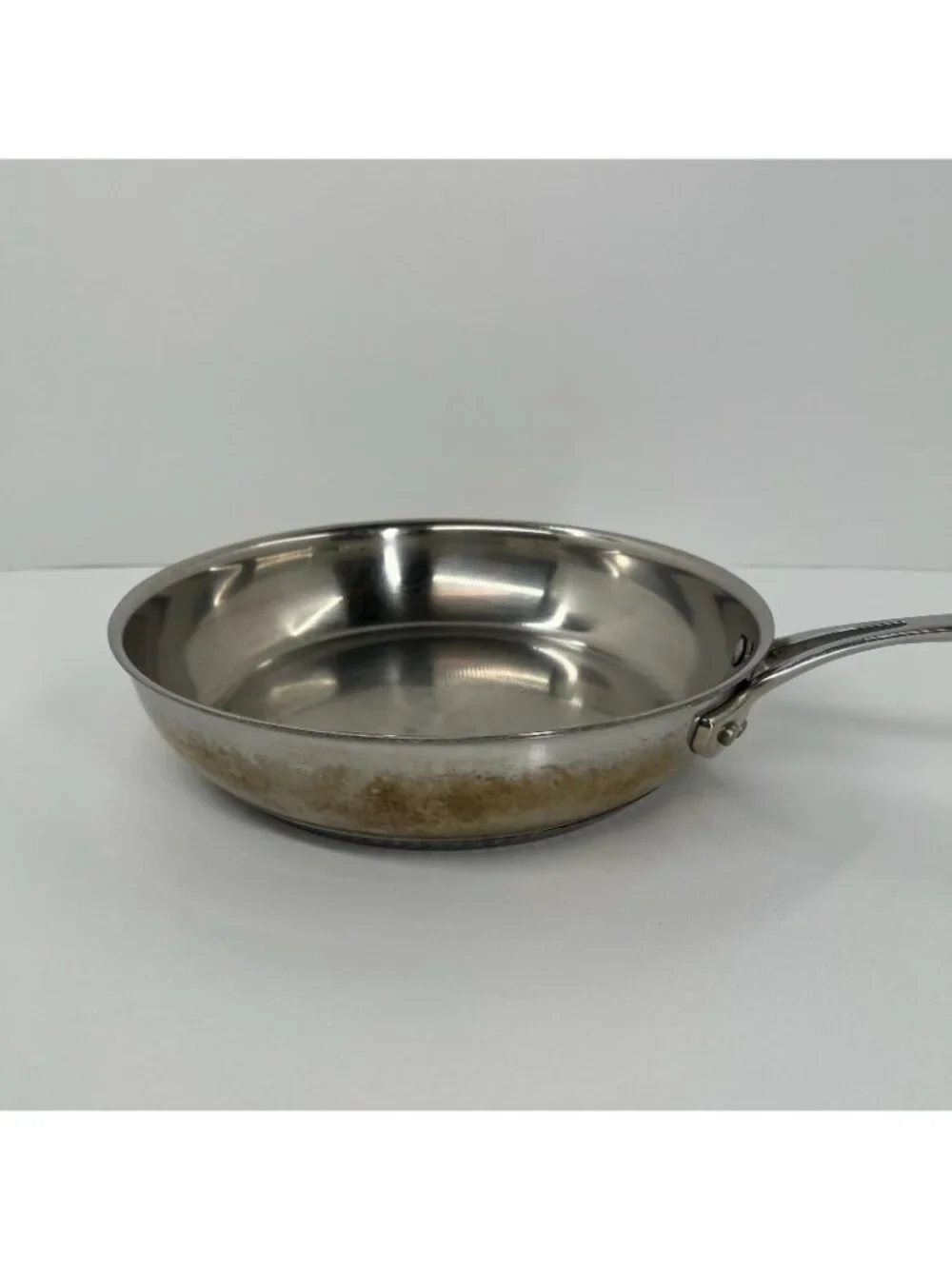 Dacor Hot Dots Stainless Steel Frying Pan Long Handle 10 in Skillet Round Silver